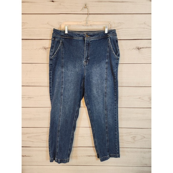 Dip Womens Blue Solid‎ Stretch High Rise Cotton Medium Wash Straight Jeans 16 - Picture 1 of 7